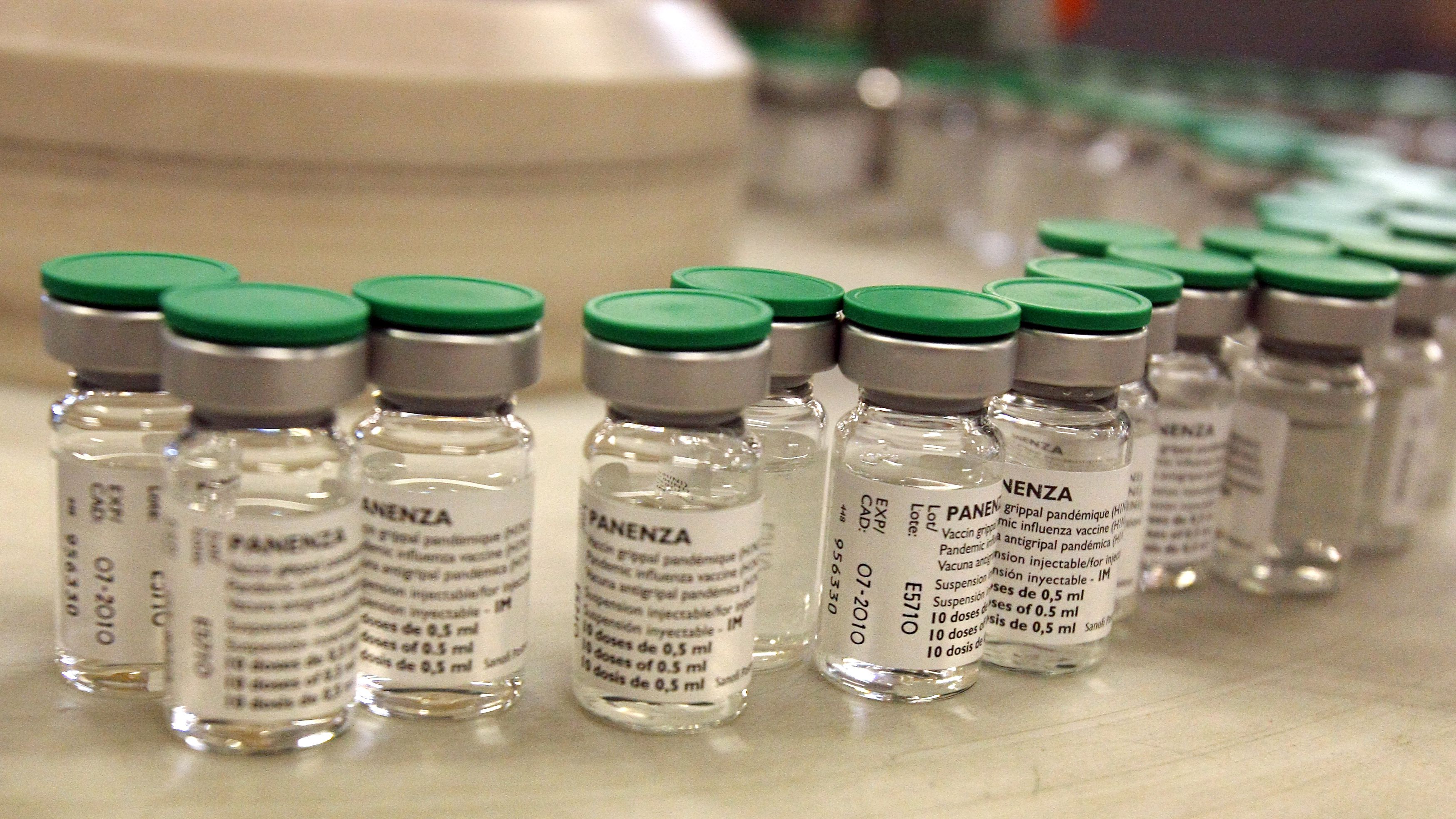 Vials of a H1N1 flu vaccine manufactured by Sanofi Pasteur in October 2009.