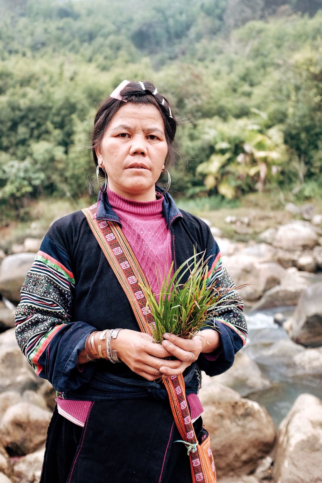 Sung Thi May, a member of the Hmong community, harvests herbs for Skinlosophy's shampoos.