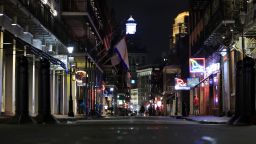 NEW ORLEANS, LA  - MARCH 16: Bourbon Street is empty as Louisiana Governor John Bel Edwards orders bars, gyms and casinos to close until April 13th due to the spread of coronavirus (COVID-19) on March 16, 2020 in New Orleans, Louisiana.  The World Health Organization declared COVID-19 a global pandemic on March 11.   (Photo by Chris Graythen/Getty Images)