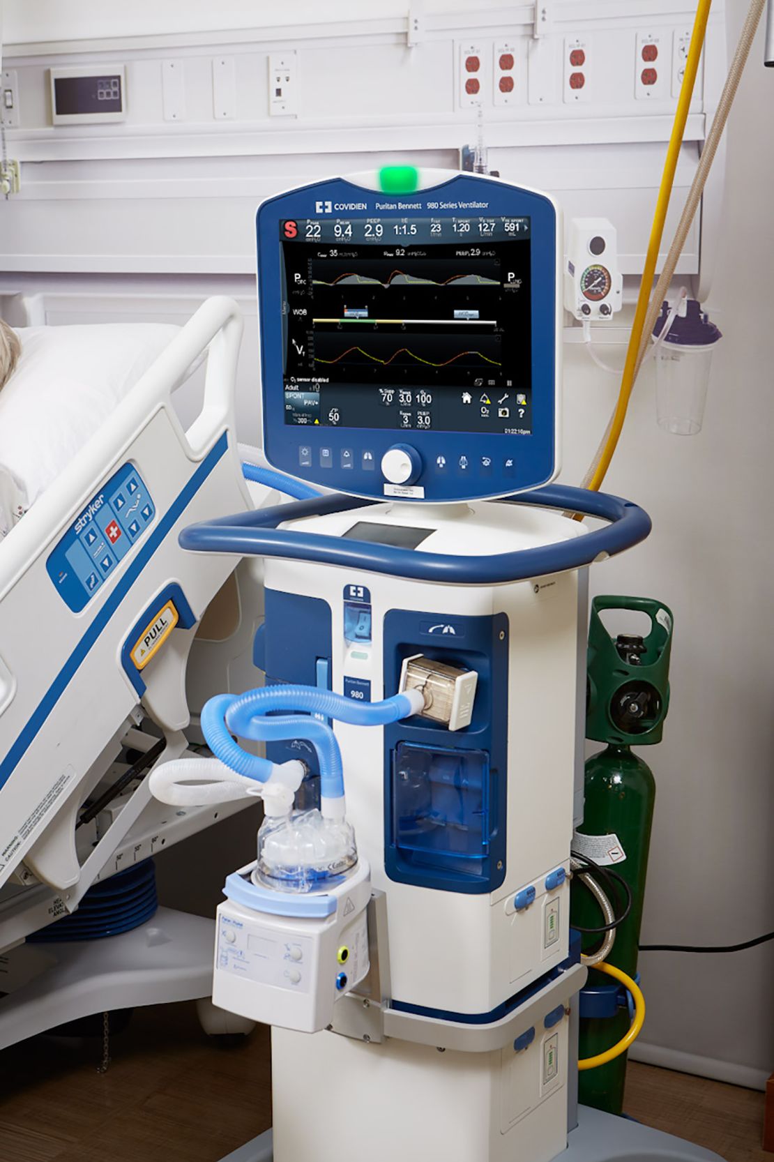 One of Medtronic's premium ventilator machines. Some of its components are highly specialized, and, the company says, require trained in-house workers.