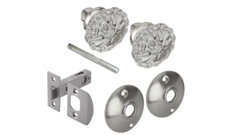 Satin Nickel Victorian Glass Knob Passage Set