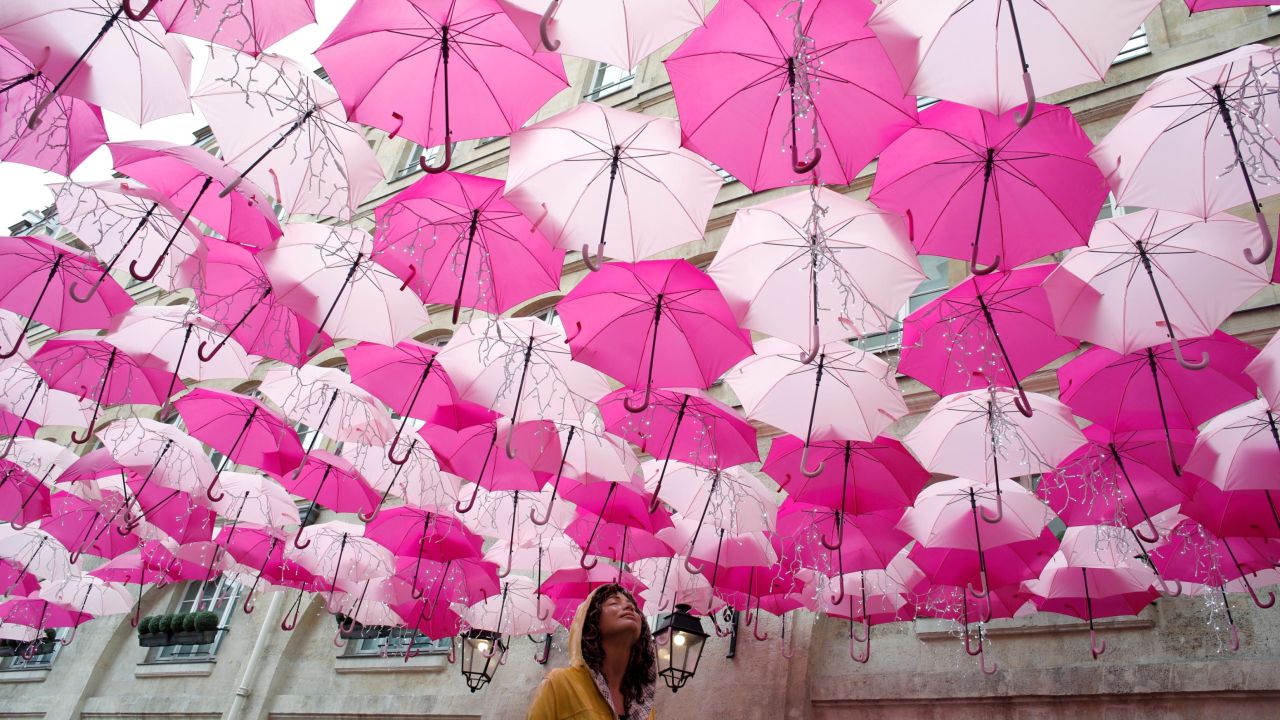 <strong>Paris:</strong> This photo taken on March 11 shows Portuguese artist Patricia Cunha's "Umbrella Sky Project."