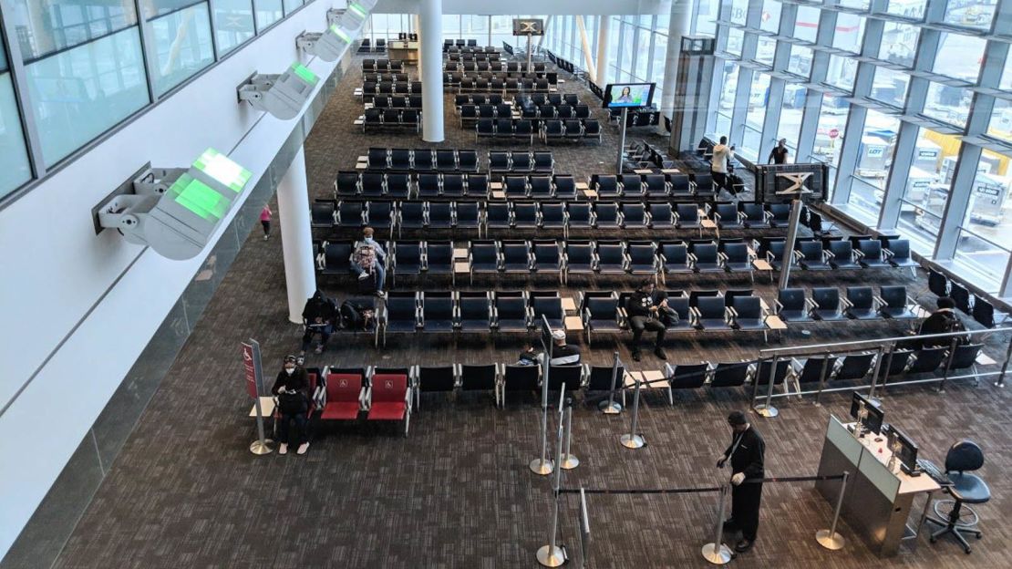 The airport in Toronto was also quiet.