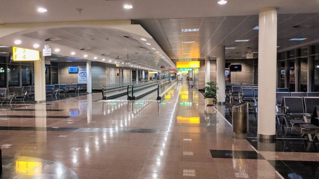 Cairo Airport was mostly empty.
