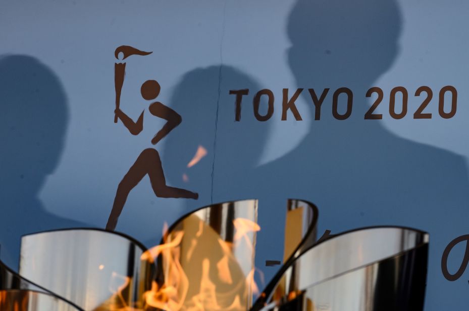 The Olympic flame is displayed in Iwaki, Japan, a day after the 2020 Tokyo Games <a href="https://edition.cnn.com/2020/03/24/sport/olympics-postponement-tokyo-2020-spt-intl/index.html" target="_blank">were postponed.</a>