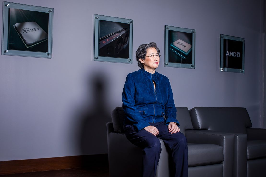 When Su became CEO of chip maker AMD, its stock was near an all-time low. Since then, it has gained more than 1,300% due to her turnaround strategy. (Drew Anthony Smith for CNN)