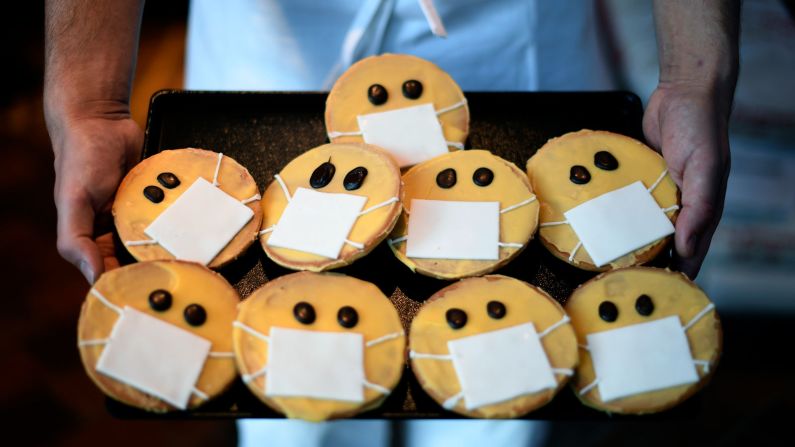<strong>Inventive treats:</strong> The same bakery, based in the city of Dortmund in Germany's North Rhine-Westphalia region, is offering biscuit versions of the face mask emoji.