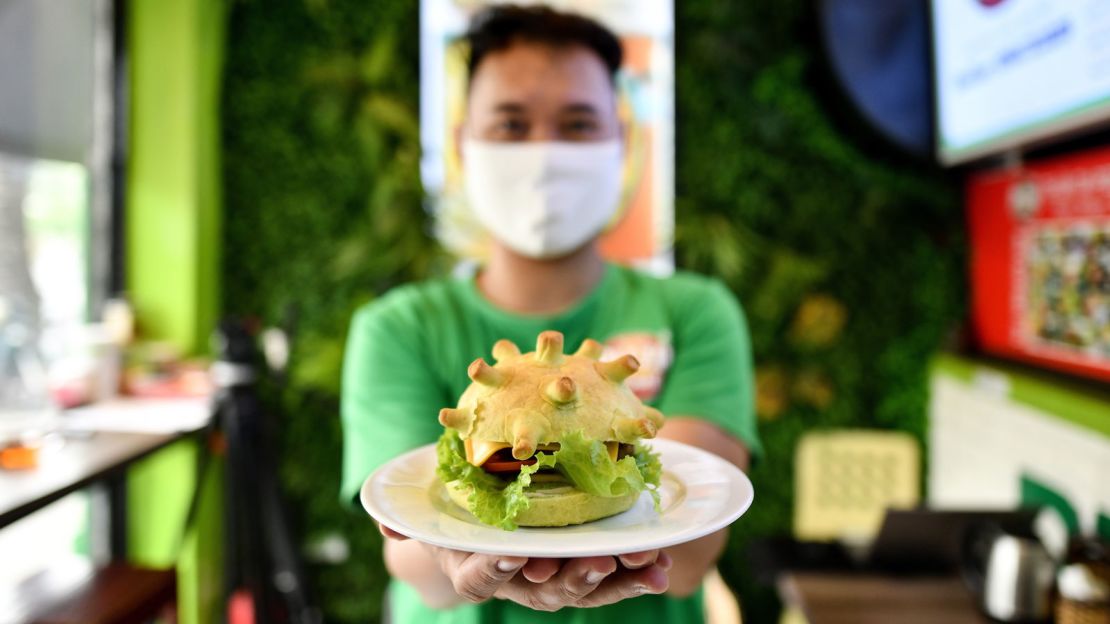 Chef Hoang Tung says he devised this coronavirus-shaped burger to try to take the fear away from the virus.