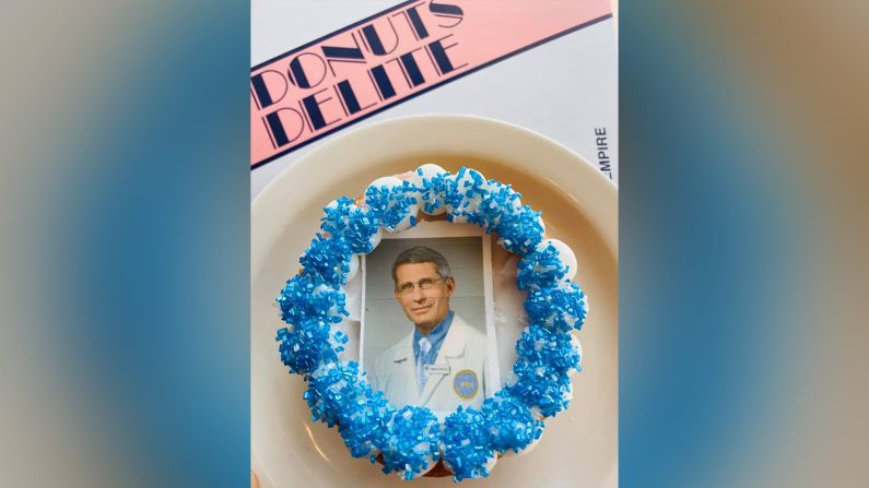 <strong>Fauci affect:</strong> Donuts Delite in Rochester, New York has made infectious disease expert Dr. Anthony Fauci the "face" of one of its doughnuts.