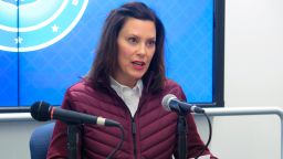 In this Tuesday, March 10, 2020, file photo, Michigan Gov. Gretchen Whitmer announces the state's first two cases of coronavirus, at the Michigan State Police headquarters in Windsor Township, Michigan.