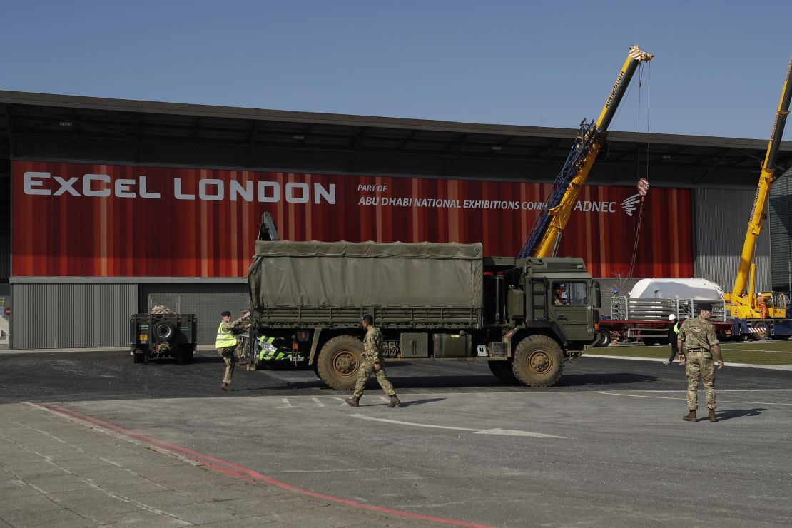 London's Excel Centre is being turned into a temporary hospital. 