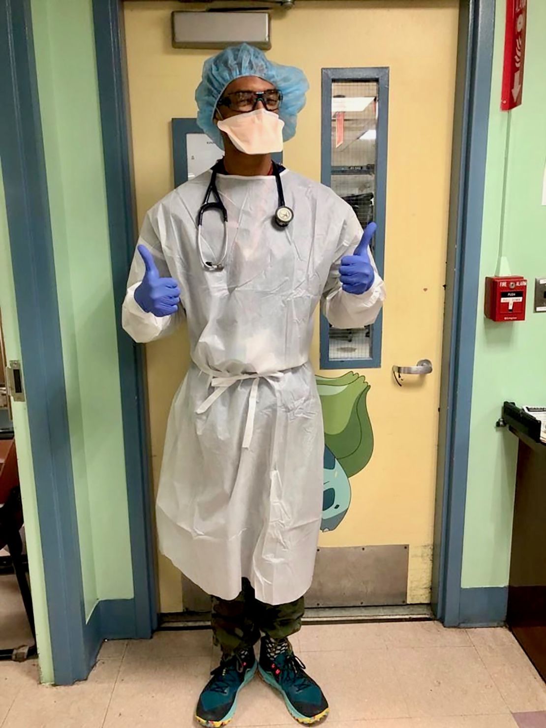 Dr. Rob Gore poses for a photo in some of the protiective gear he's now wearing.