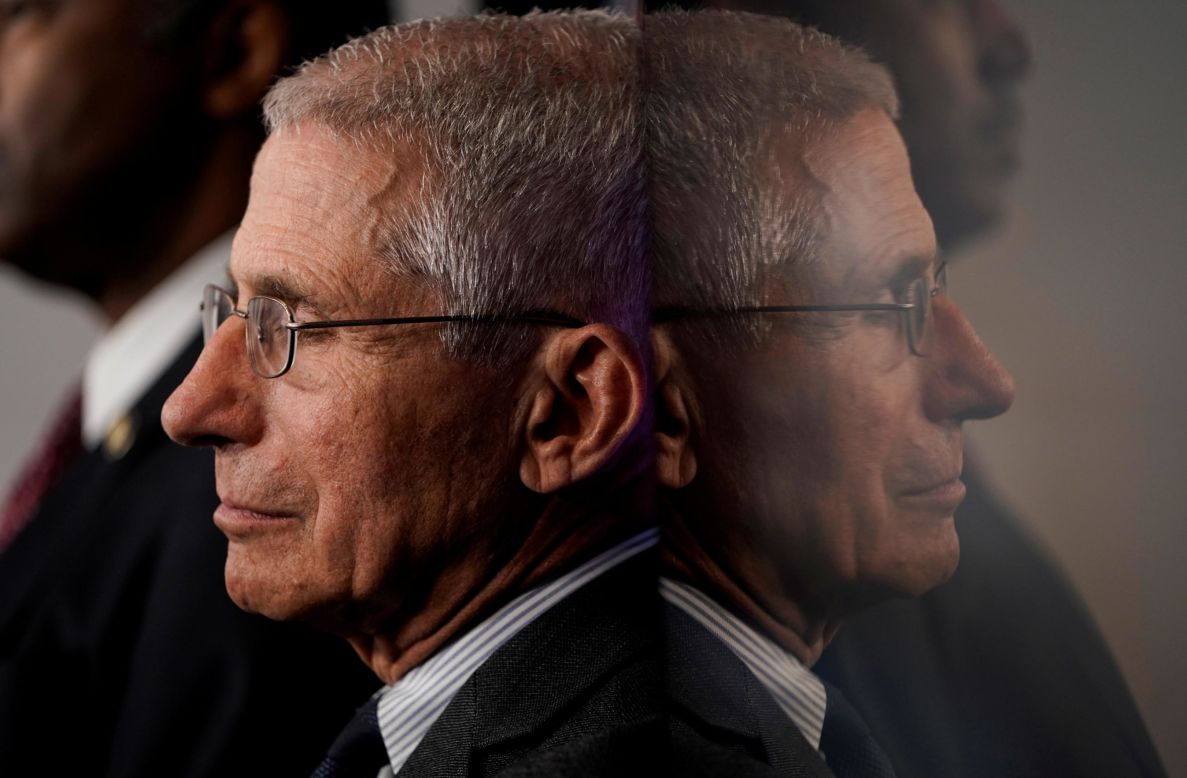 Dr. Anthony Fauci, the United States' top infectious disease expert, attends a White House coronavirus briefing on Saturday, March 21.