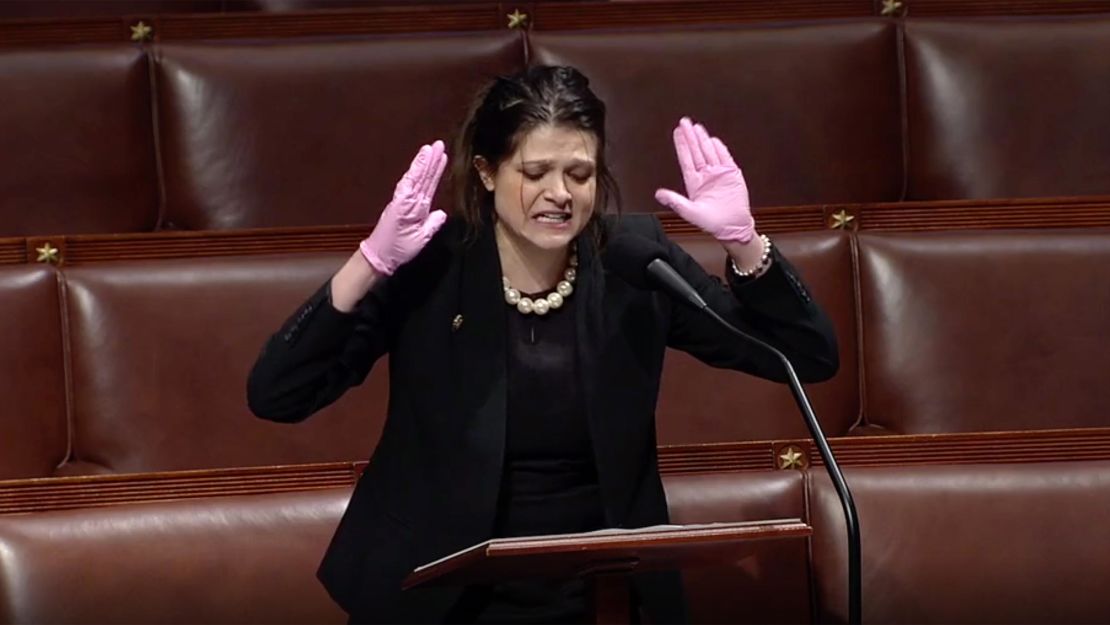 Freshman Rep. Haley Stevens, a Democrat from Michigan, speaks as the House deliberates a $2 trillion coronavirus stimulus package.