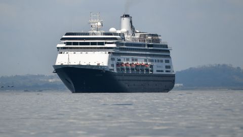 The Zaandam cruise ship enters the Panama City Bay on March 20.