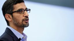 Google CEO Sundar Pichai speaks during a conference in Brussels on January 20, 2020. (Photo by Kenzo Tribouillard/AFP/Getty Images)