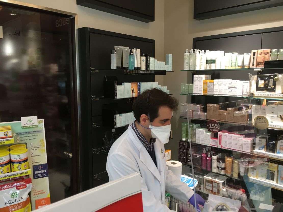 The Madrid pharmacist can't obtain protective equipment from his regular suppliers and is wary of sellers offering products at inflated prices.