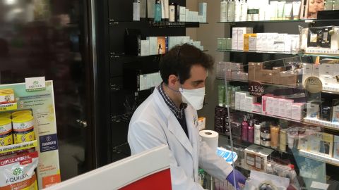 The Madrid pharmacist can't obtain protective equipment from his regular suppliers and is wary of sellers offering products at inflated prices.