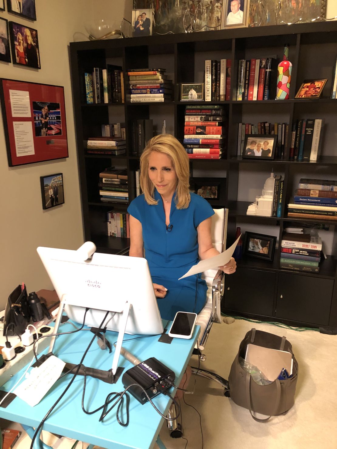 Bash has set up a studio in her basement for live reporting and interviews.