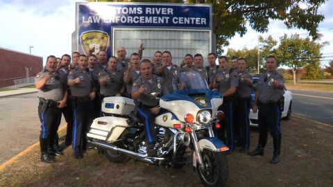 In a photo taken before social distancing took hold, members of the Toms River Fraternal Order of Police Union, Toms River Police Foundation, and Toms River Police Benevolent Association strike a pose. 
