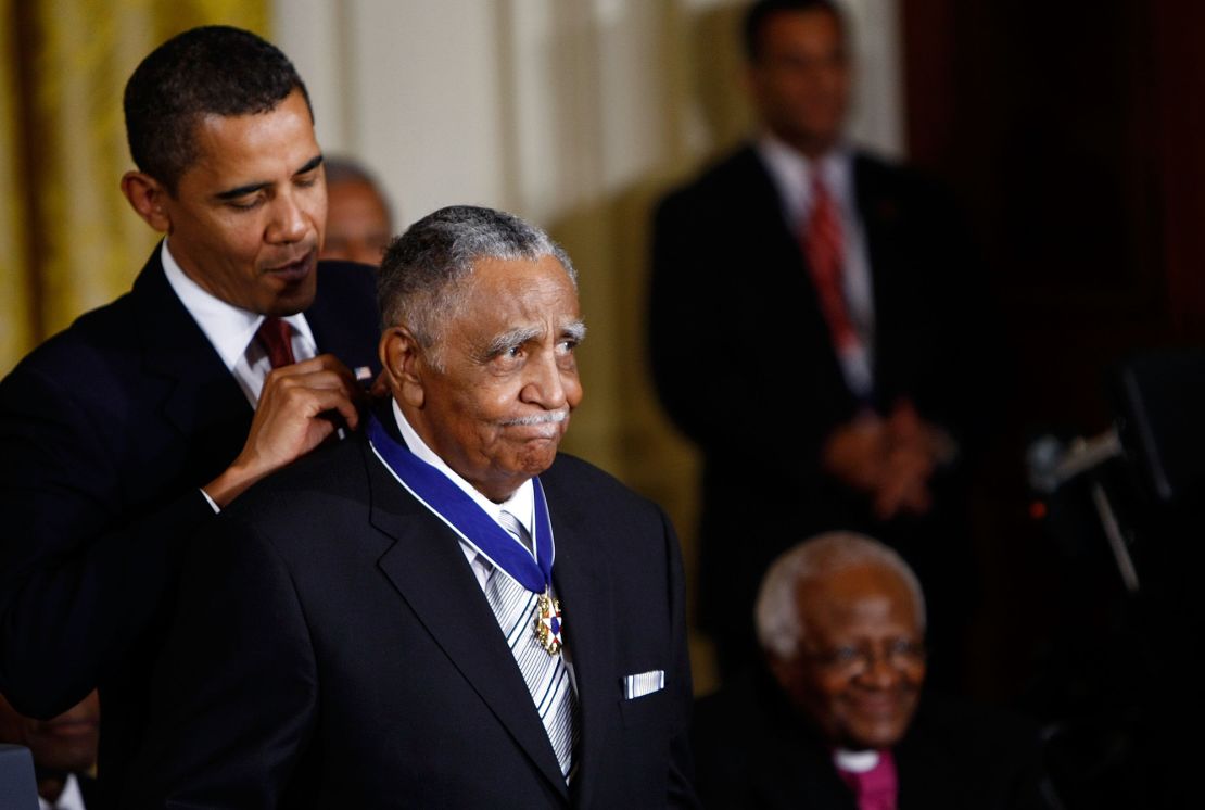 President Barack Obama presents the Medal of Freedom to the Rev. Joseph E. Lowery in 2009. 
