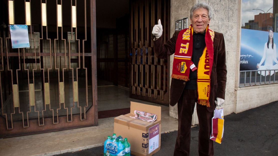 Elderly Romans who are fans of AS Roma are getting boxes of food and medical supplies.