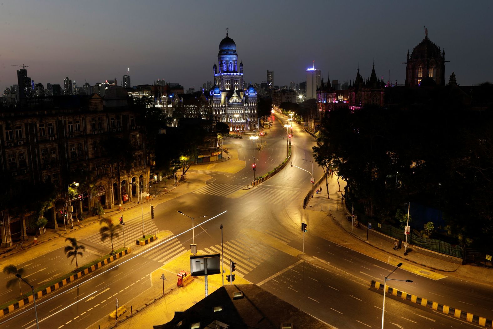 A road in Mumbai, India, is deserted on March 28.