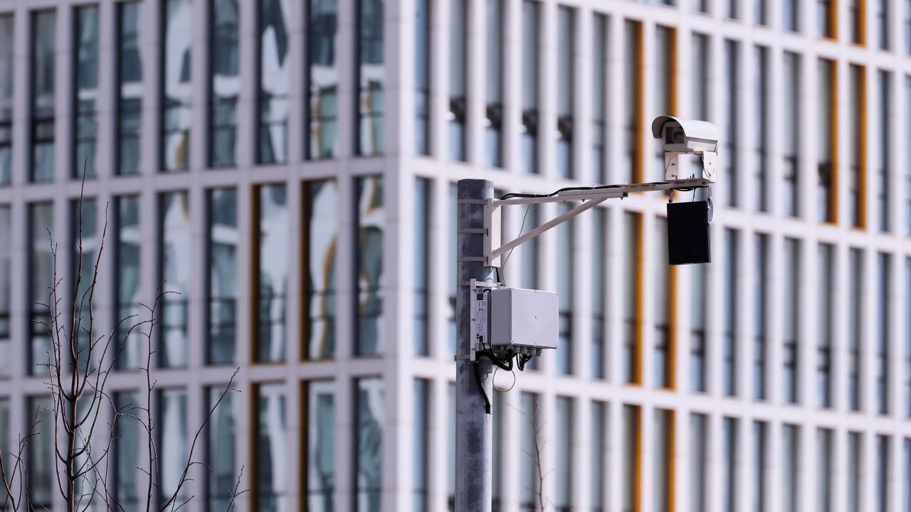 A video surveillance camera is pictured at the Novomoskovsky multipurpose medical center for patients suspected of the coronavirus infection symptoms, in Moscow.