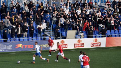 More than 1,700 fans attended the derby in Minsk, Belarus' capital.