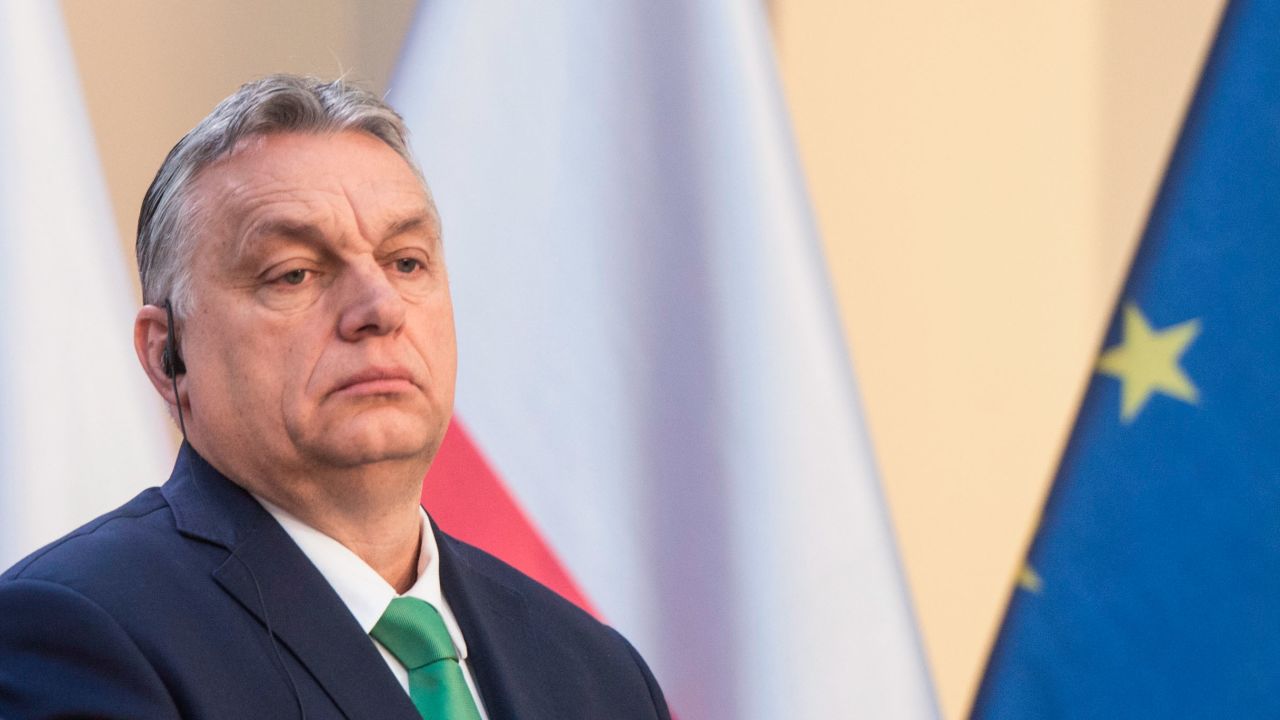 Viktor Orban at a press conference in March.