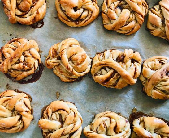 These pastries — Swedish cardamom and cinnamon knots — were created by Vanessa Ritt in Potsdam, Germany. "It's very hard to get certain ingredients over here like yeast and flour. so now we're experimenting with making our own yeast from dried fruit water and sugar, which is fun," she said. "And since everyone needs something to lighten them up, we also sometimes give some of the food to our neighbors."