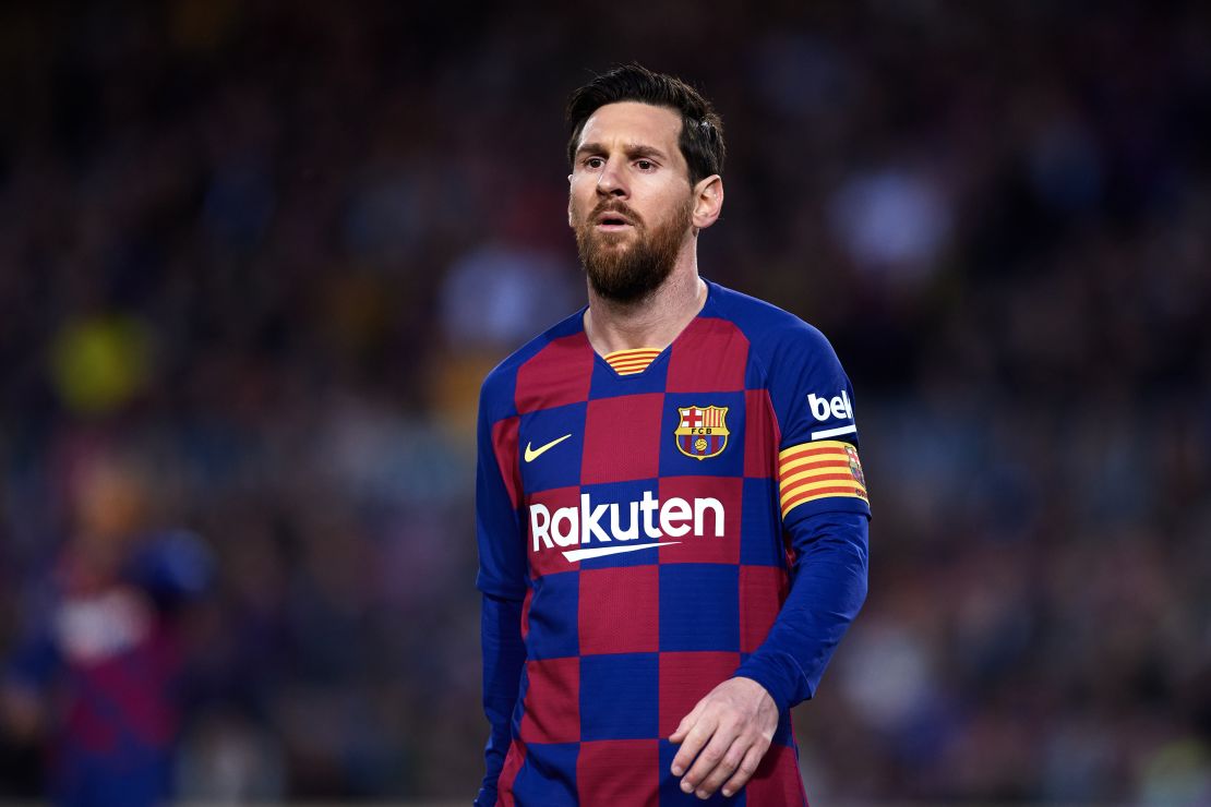 Lionel Messi of FC Barcelona looks on during the Liga match between FC Barcelona and Real Sociedad at Camp Nou on March 07, 2020 in Barcelona, Spain.