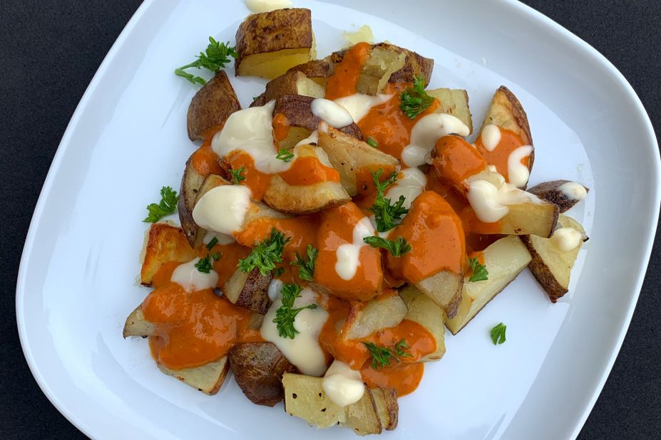 Daniela Rico graduates in May from the University of Georgia, and she's been finishing up her schoolwork from home. She's also had a lot more time to cook dishes like these patatas bravas. "I was inspired by my recent trip to Madrid where I ate these potatoes everywhere," she said. "I brought home some Spanish paprika because I knew I wanted to recreate the sauce at home." In addition to the spicy sauce, Rico also added an aioli made from lemon and garlic.