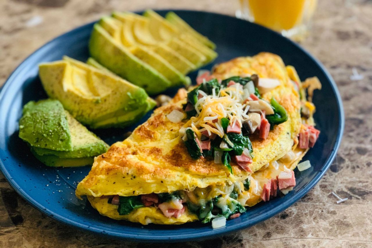 Sima Annis cooked this omelet with sauteed spinach, onions, mushrooms, beef bologna and a Colby Jack cheese blend. She served it with avocados on the side. "I haven't been able to go to work in two weeks, so I'm spending much more time at home," said Annis, who is living alone in Fayetteville, North Carolina, while her husband is deployed. "With the free time and utilization of grocery delivery apps, I've settled into a new lifestyle that lets me experiment in the kitchen. I can't exactly shy away from healthy meals because of my pregnancy, so I often find myself on Facebook groups or Pinterest looking for new meal ideas, and it has been incredibly helpful. And fun in sharing the outcome with family and friends via FaceTime, texts and Facebook!"