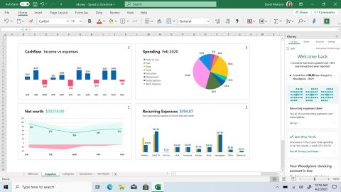 Here's an example of the monthly snapshot in Excel.