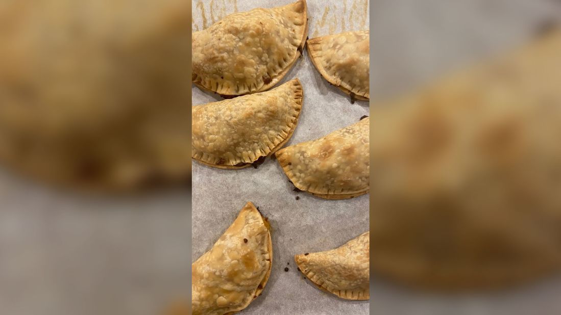 These ham, cheese and onion empanadas were made by <a href="https://www.instagram.com/quarantinecookingmama/" target="_blank" target="_blank">Emily D'Angelica</a> in New York. "I have always loved to cook, as it is a great anxiety reliever for me in my day-to-day life," she said. "But now, more than ever, it is making me feel much more productive and proud — and effectively less anxious."