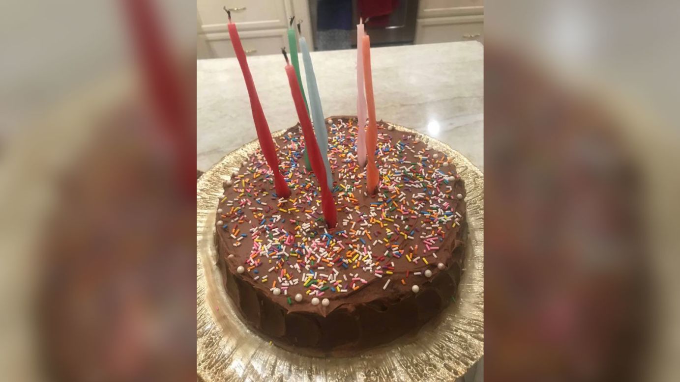 Brenda McNicol baked this chocolate cake for her 60th birthday and then held a virtual party via a video-conferencing app. "The pandemic has changed our lives dramatically, like everyone else," said McNicol, who is from Edmonton, Alberta. "We are staying home, cooking at home and staying away from our family and friends."