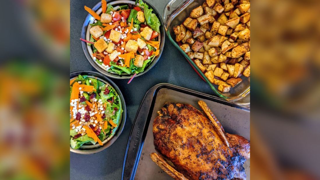 <a href="https://www.instagram.com/likelydisaster/" target="_blank" target="_blank">Sara Phillips</a> and her boyfriend, Dan Krawczyk, teamed up on this duck in Cleveland Heights, Ohio. They made roasted potatoes and salad as sides. "We usually cook most nights anyway, but now we have the time to make more involved recipes any day of the week, not just on weekends," she said.