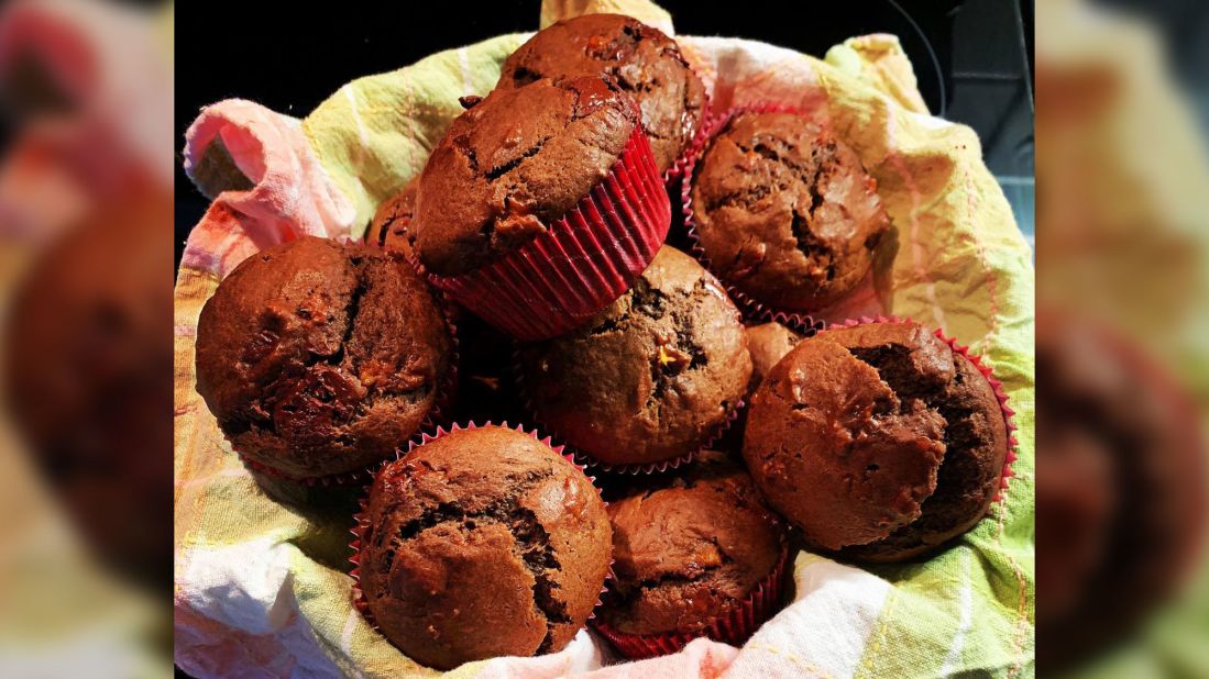 Mary Celona baked these muffins for her oldest son, a sister and a friend. "I actually took a ride after I baked them and dropped them at their doorsteps, rang their bells, waved and left," she said.