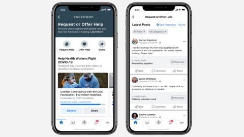 Facebook's new Community Help feature allows people to offer or request help during the coronavirus pandemic.