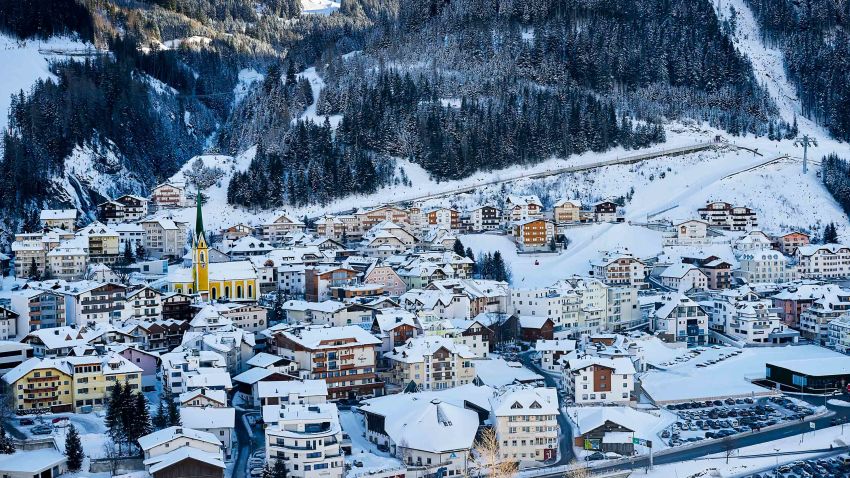 Ischgl, Austria - December 29, 2017: Winter evening Ischgl in ski resort in Tyrol Alps.