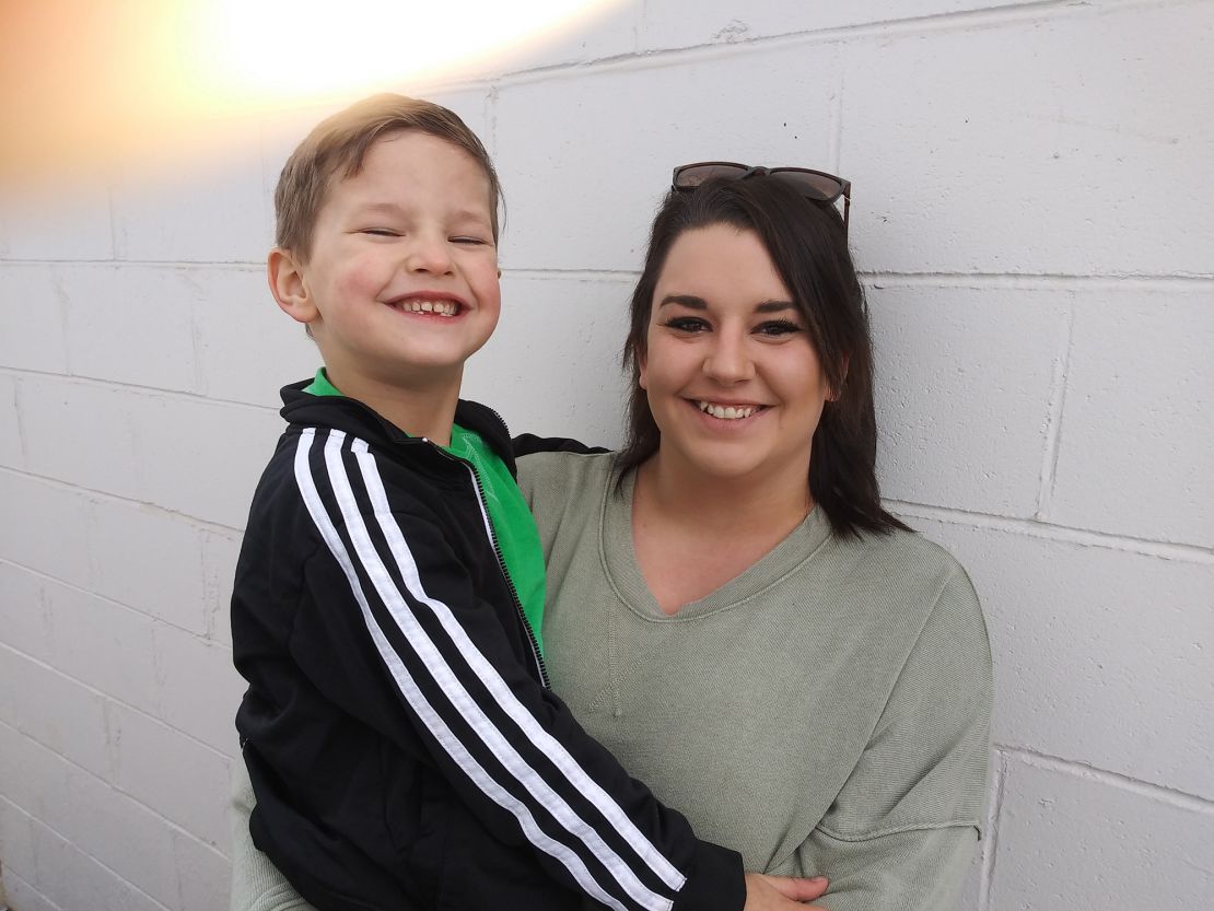 Brooklyn Ramsey, with her 5-year-old son Garrett, has depleted her savings to pay her $800 rent. 