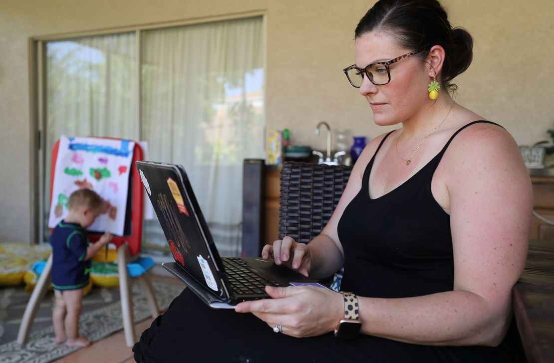 Economists predict that working moms are shouldering most of the childcare burden amid the coronavirus outbreak.
(Ricardo Ramirez Buxeda/Orlando Sentinel/Tribune News Service/Getty Images)