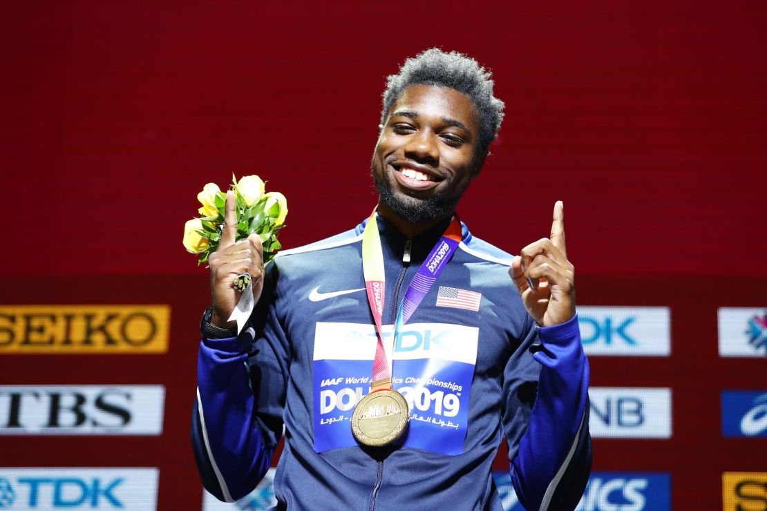 United States track star Noah Lyles won his first world title in the 200 meters in October.