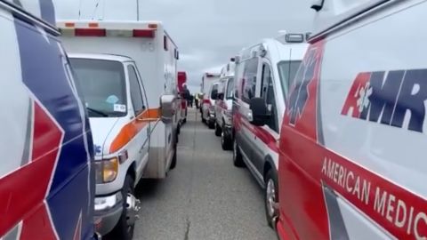 Paramedics and EMTs from all over the country arrived in New York City on Tuesday