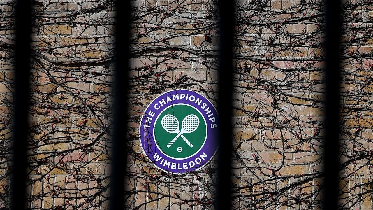 LONDON, ENGLAND - APRIL 01:  Wimbledon branding is seen at  The All England Tennis and Croquet Club, best known as the venue for the Wimbledon Tennis Championships, on April 01, 2020 in London, England. The Coronavirus (COVID-19) pandemic has spread to many countries across the world, claiming over 40,000 lives and infecting hundreds of thousands more. (Photo by Alex Davidson/Getty Images)