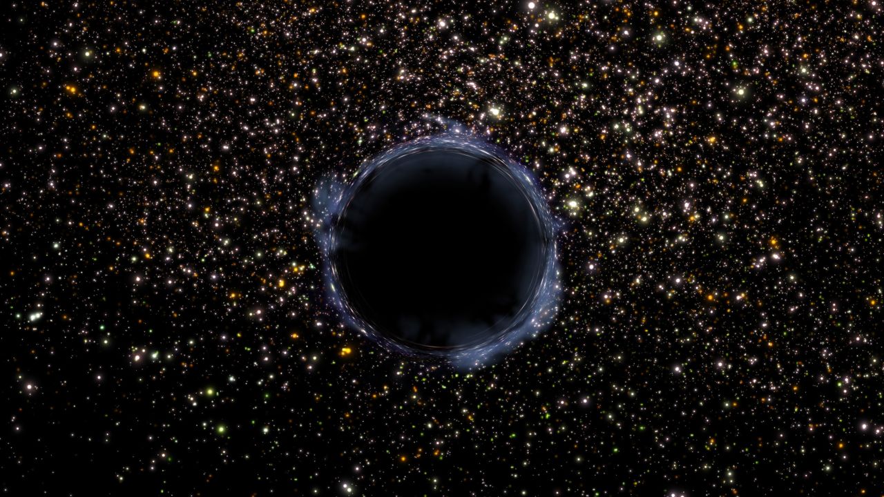 This is an artist's impression of a black hole found in a star cluster.