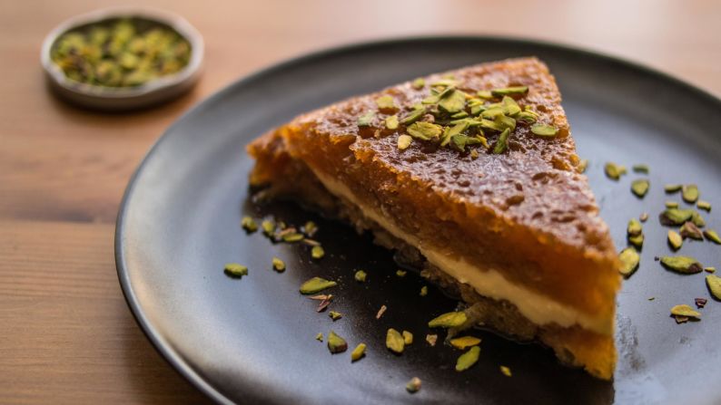 <strong>Ekmek kadayıfı: </strong>This bread pudding originates from the city of Afyonkarahisar and is usually eaten with kaymak, a thick Turkish cream.