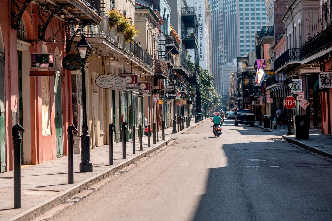 Royal Street in New Orleans' French Quarter is empty after Louisiana's Stay at Home mandate.