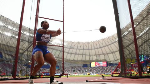 Berry competes in the Women's Hammer qualification during day one of 17th IAAF World Athletics Championships in Doha.